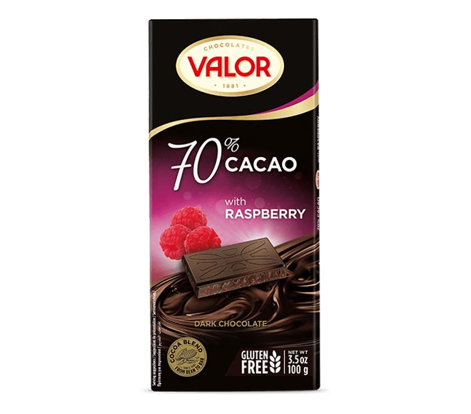 VALOR chocolate 100g – 70% Cacao Raspberry