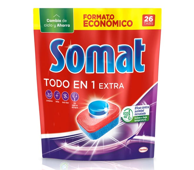 SOMAT dishwasher detergent All in 1 Extra 26 tabs 457.6g