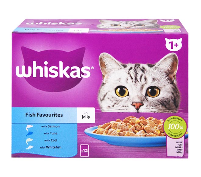 cat WHISKAS Pouch – Fish Favourites in jelly 12 x 85g