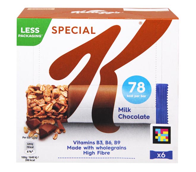 KELLOGGS bars Special K milk chocolate 6x20g