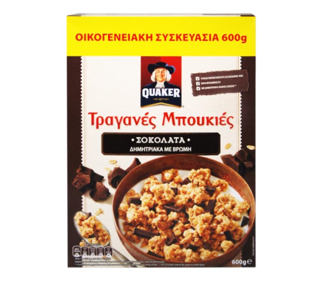 QUAKER crunchy cereal clusters with oat and chocolate 600g