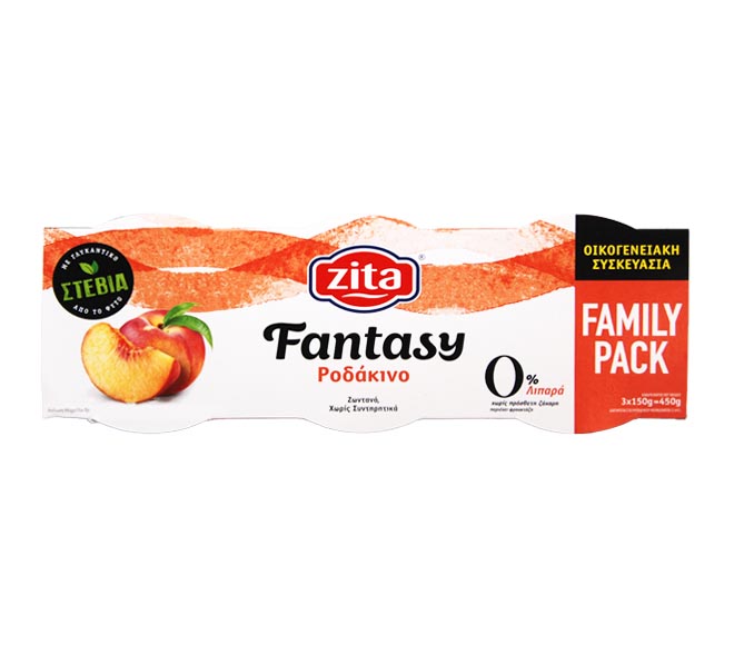 fruit yogurt ZITA fantasy with stevia 3x150g – Peach