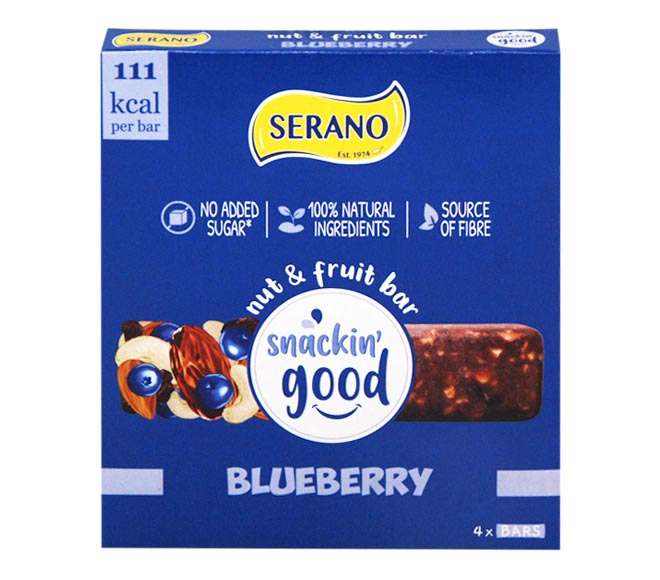 SERANO Snackin Good nut & fruit bar 4x30g – Blueberry