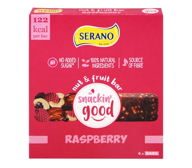 SERANO Snackin Good nut & fruit bar 4x30g – Raspberry