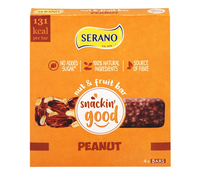 SERANO Snackin Good nut & fruit bar 4x30g – Peanut