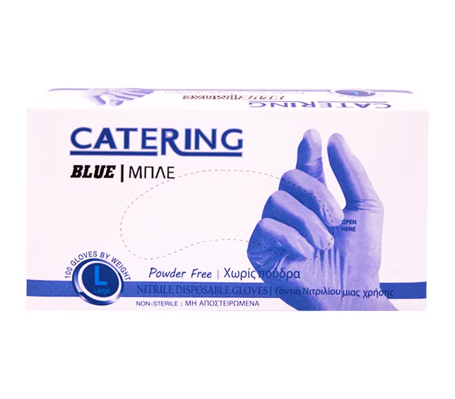 CATERING Nitrile gloves Powder Free blue 100pcs – (L)