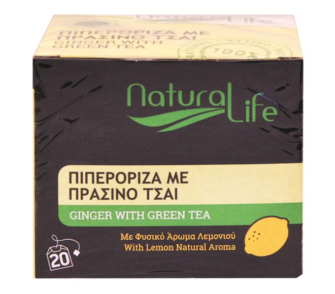 tea NATURAL LIFE (20pcs) 26g – Ginger with Green (100% natural herbs caffeine free)