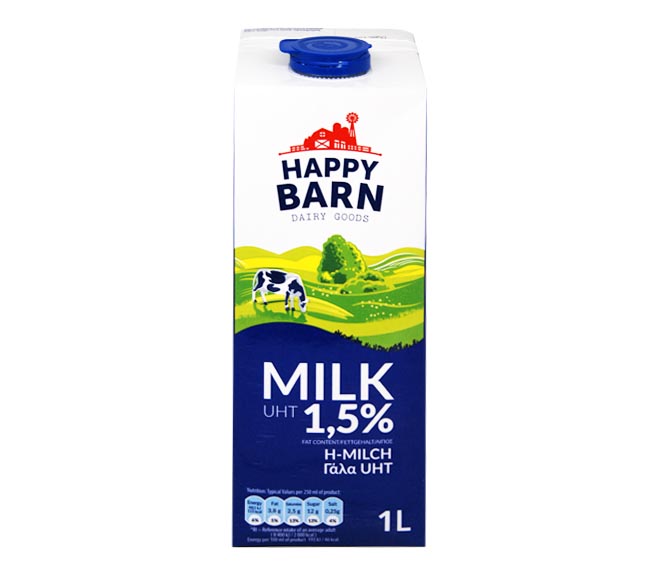 long life HAPPY BARN semi-skimmed milk1.5% fat 1L