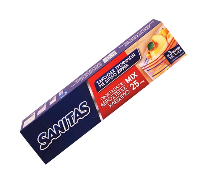 food bags SANITAS with double zipper 25 pcs in 3 sizes 0.5L,1L,2.5L