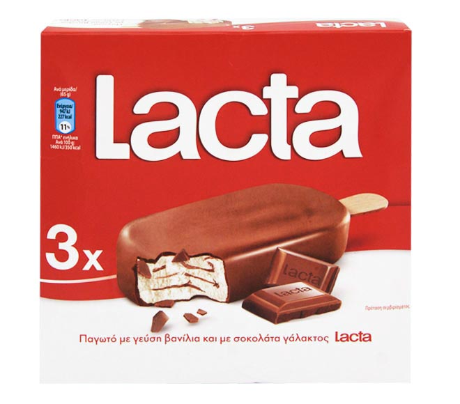 ice cream LACTA stick vanilla with chocolate coating 3x65g