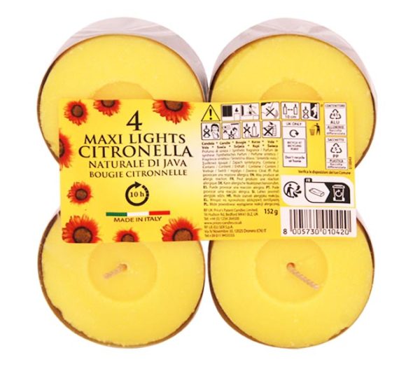 CITRONELLA Scented Candles Maxi Lights 4pcs