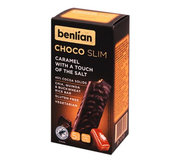 BENLIAN Choco Slim Chia, Quinoa & Buckwheat Rice Bar 80g - Caramel with a touch of salt