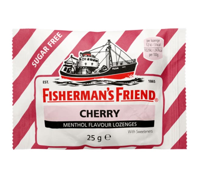 FISHERMAN’S FRIEND cherry & menthol flavoured candies 25g – sugar free