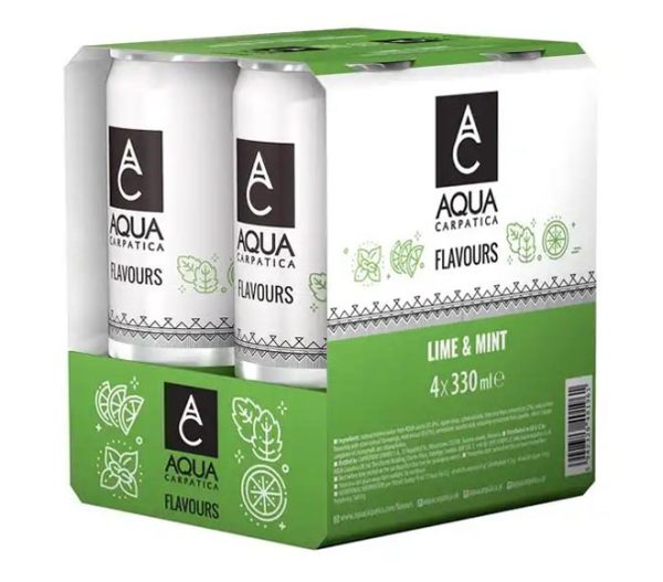 "Aqua Carptatica'' Natural Mineral flavored sparkling Lime & Mint 4x330ml