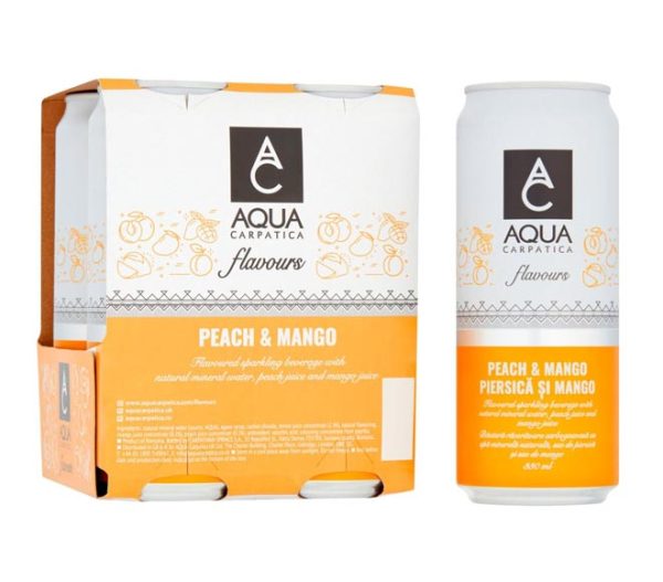 AQUA CARPATICA Natural Mineral flavored sparkling Peach & Mango 4x330 ml