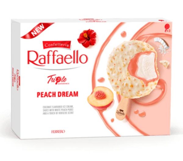ice cream FERRERO RAFFAELLO triple experience 180ml - 3 pieces  (3X60ml) - Peach Dream