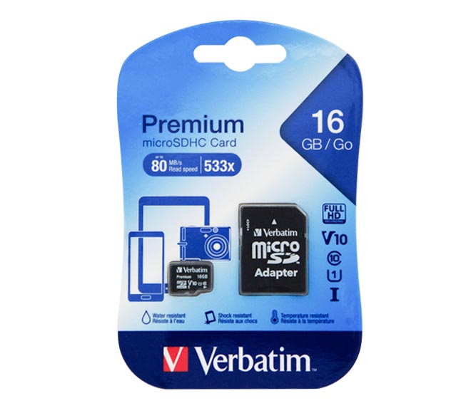 VERBATIM Premium microSDHC Card 16GB