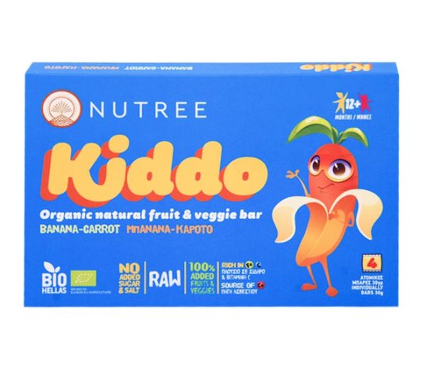 NUTREE Kiddo organic natural fruit & veggie bar 4x30g - Banana - Carrot