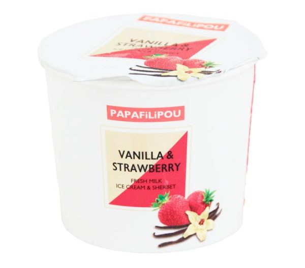 ice cream PAPAFILIPOU all natural 150ml - Vanilla & Strawberry