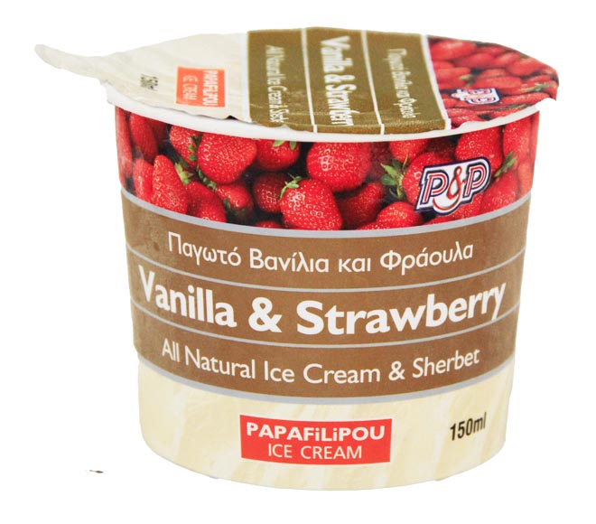 ice cream PAPAFILIPOU all natural 150ml – Vanilla & Strawberry