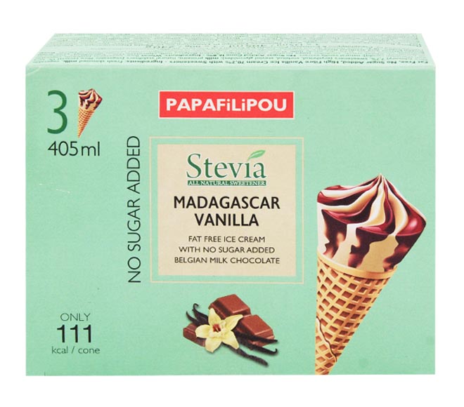 ice cream PAPAFILIPOU no sugar added with stevia 3x135ml – Madagascar Vanilla