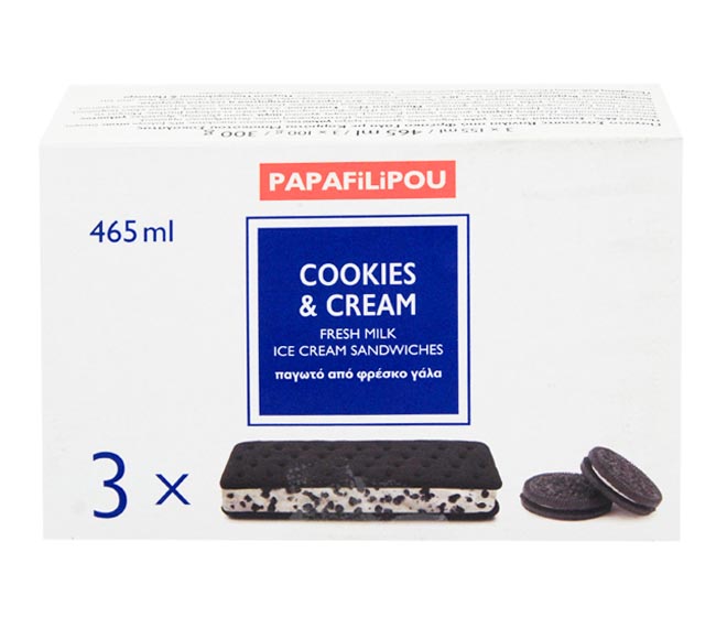 ice cream PAPAFILIPOU sandwich 3x155ml – Cookies & Cream