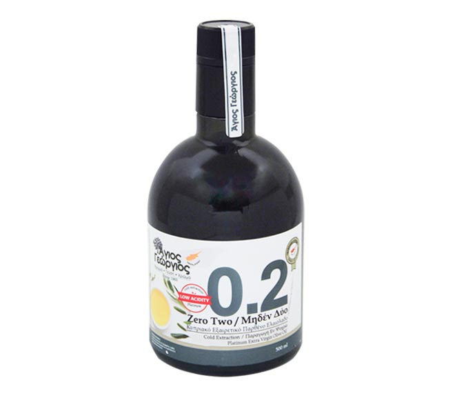 Olive oil SAINT GEORGE Zero Two Platinum Extra Virgin 500ml (glass bottle)