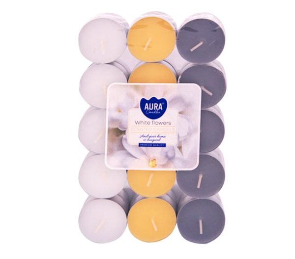 AURA Tealights candles 30pcs - White Flowers