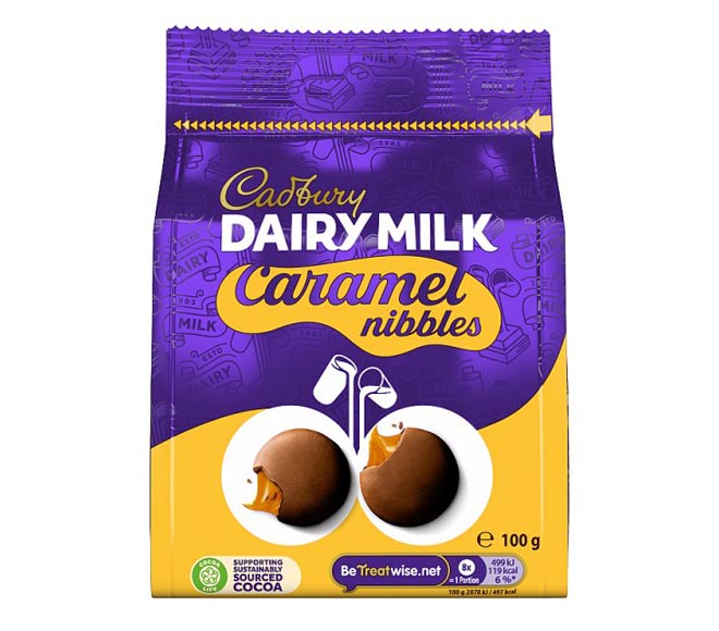 CADBURY chocolate DAIRY MILK caramel nibbles 100g