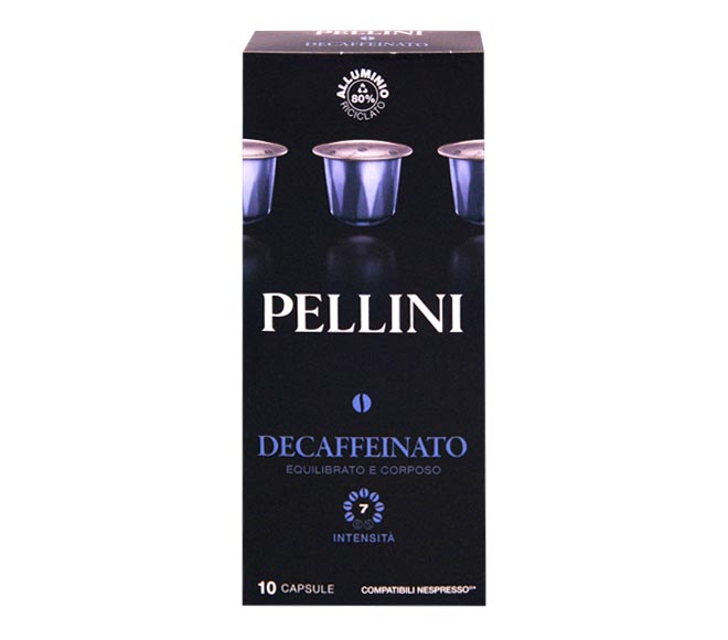 PELLINI nespresso compatible capsules 55g (10 caps – intensity 7) – Decaffeinato