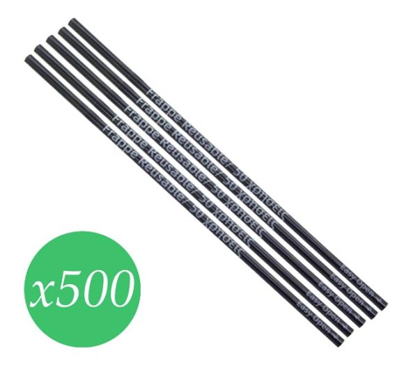 straws reusable plastic flexible 500 pcs (individually wrapped) - black