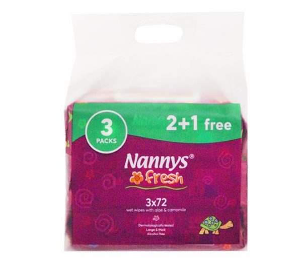 NANNYS fresh baby wipes with aloe & camomile 3x72pcs
