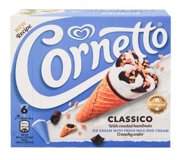 ice cream CORNETTO 6 pieces 540ml (6X90ml) - Classic