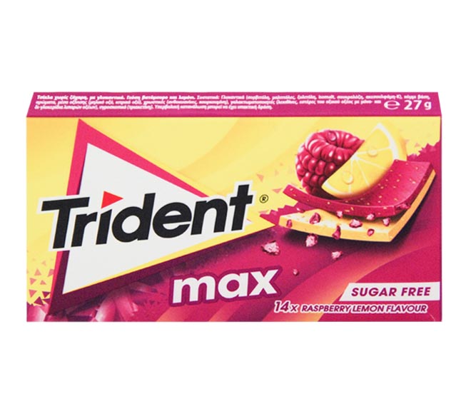 gum TRIDENT max raspberry lemon flavour sugar free 27g