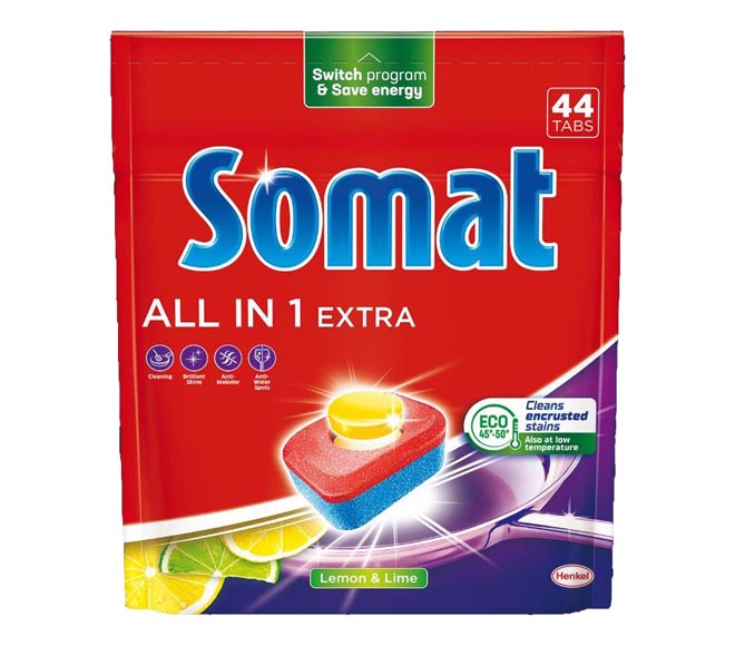 SOMAT dishwasher detergent All in 1 Extra 44 tabs 730.4g