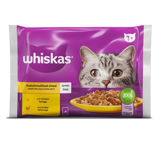 cat WHISKAS adult poultry selection in gravy 4x85g