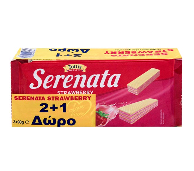 SERENATA wafers filled with strawberry cream 3x90g (2+1FREE)