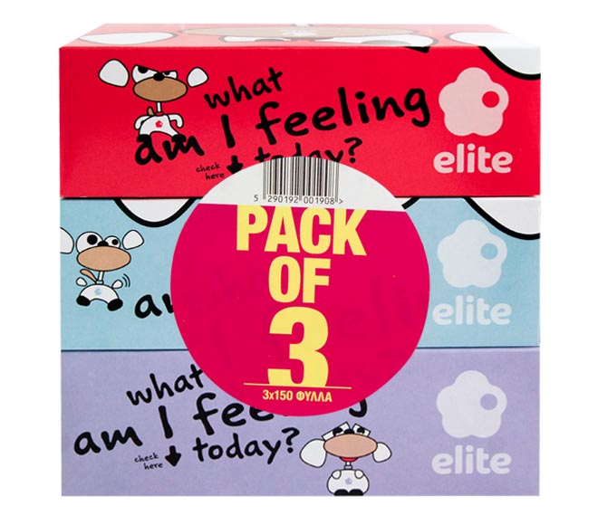 ELITE soft facial tissues white 3x150pcs x 2ply