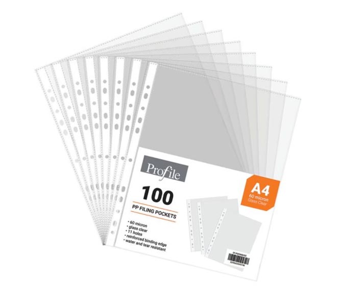 PROFILE pockets with holes A4 100pcs
