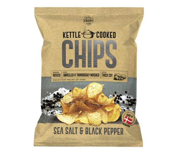 KETTLE COOKED potato chips 150g - Sea Salt & Black Pepper