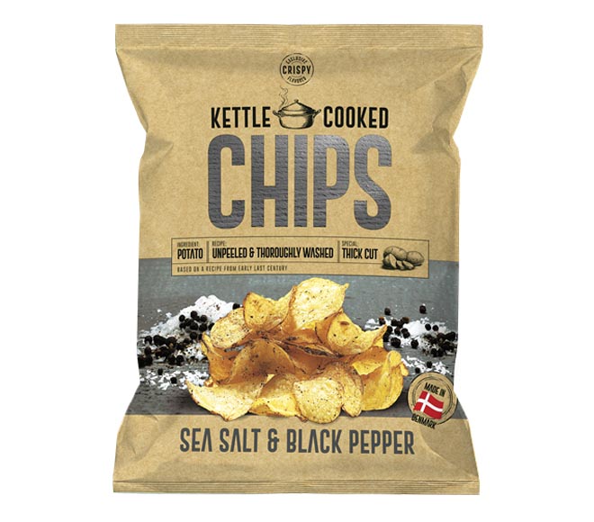 KETTLE COOKED potato chips 150g – Sea Salt & Black Pepper