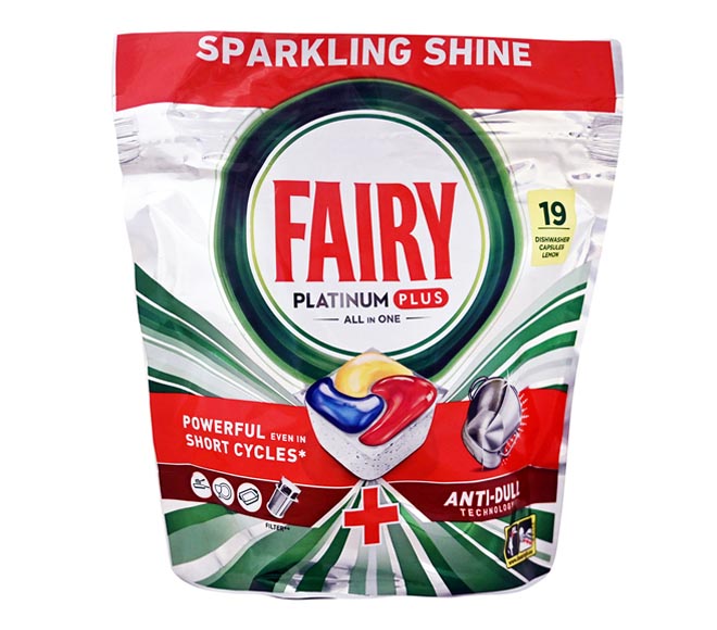 FAIRY Platinum Plus All in One dishwasher 19 capsules 295g – Lemon