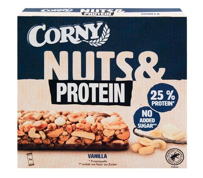 CORNY bars Nuts & Protein 25% protein no added sugar 3x35g – Vanilla