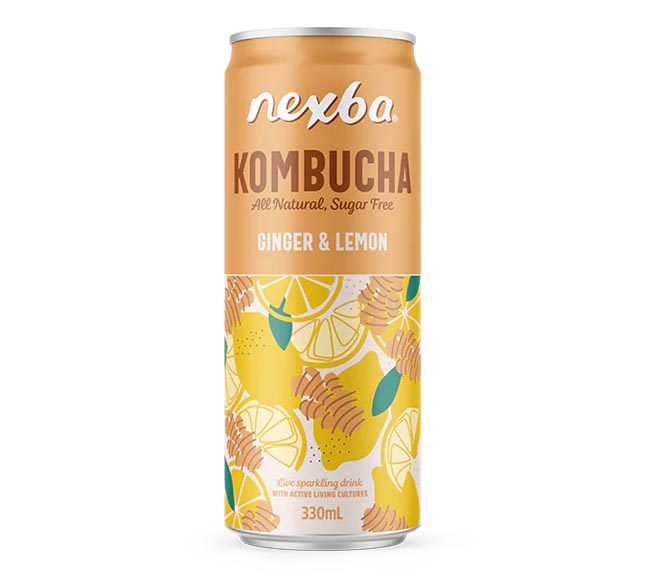 can NEXBA all natural Kombucha sugar free 330ml – Ginger & Lemon
