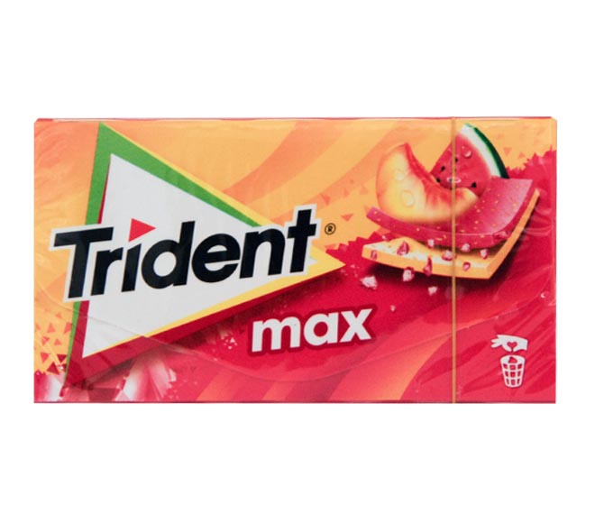 gum TRIDENT max peach watermelon flavour sugar free 27g
