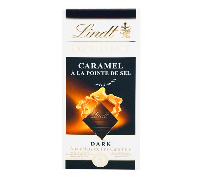 LINDT excellence dark chocolate caramel with a touch of sea salt 100g