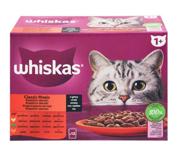 cat WHISKAS adult Classic Meals in gravy 12x85g