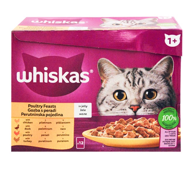 cat WHISKAS adult poultry feast in jelly 12x85g