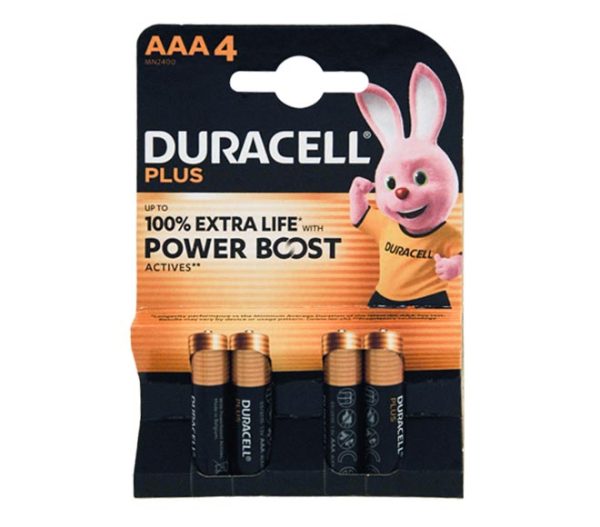 DURACELL Power Boost Type AAA Alkaline Batteries, pack of 4
