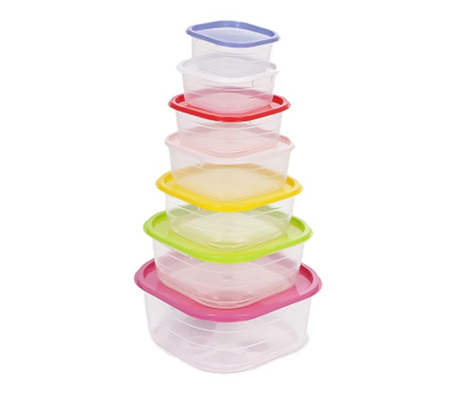 COK Square plastic container 7pcs ( 360ml, 500ml, 800ml, 1100ml, 1500ml, 2500ml, 3800ml)